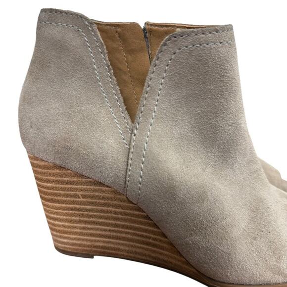 Lucky Brand Jareen Suede Peep Toe Ankle Booties Boots Beige Shoes Womens sz 6 - Picture 12 of 16